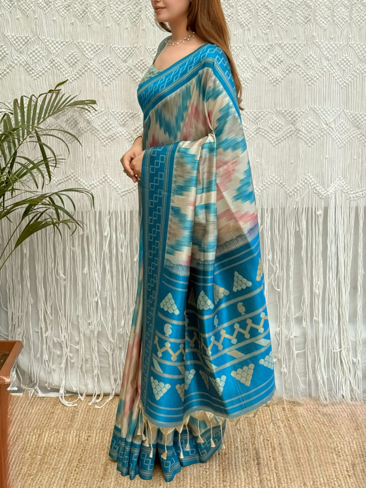 Minakari Viscose Silk Saree - Coral Red